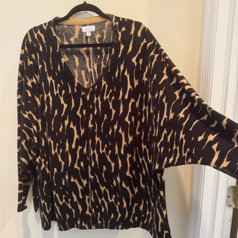 Mud Pie Leopard Print Sweater in Black and Tan